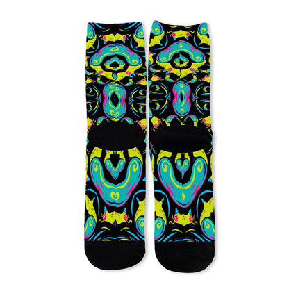 Ornament Psychedelic Trippy Print Long Socks