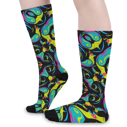 Ornament Psychedelic Trippy Print Long Socks