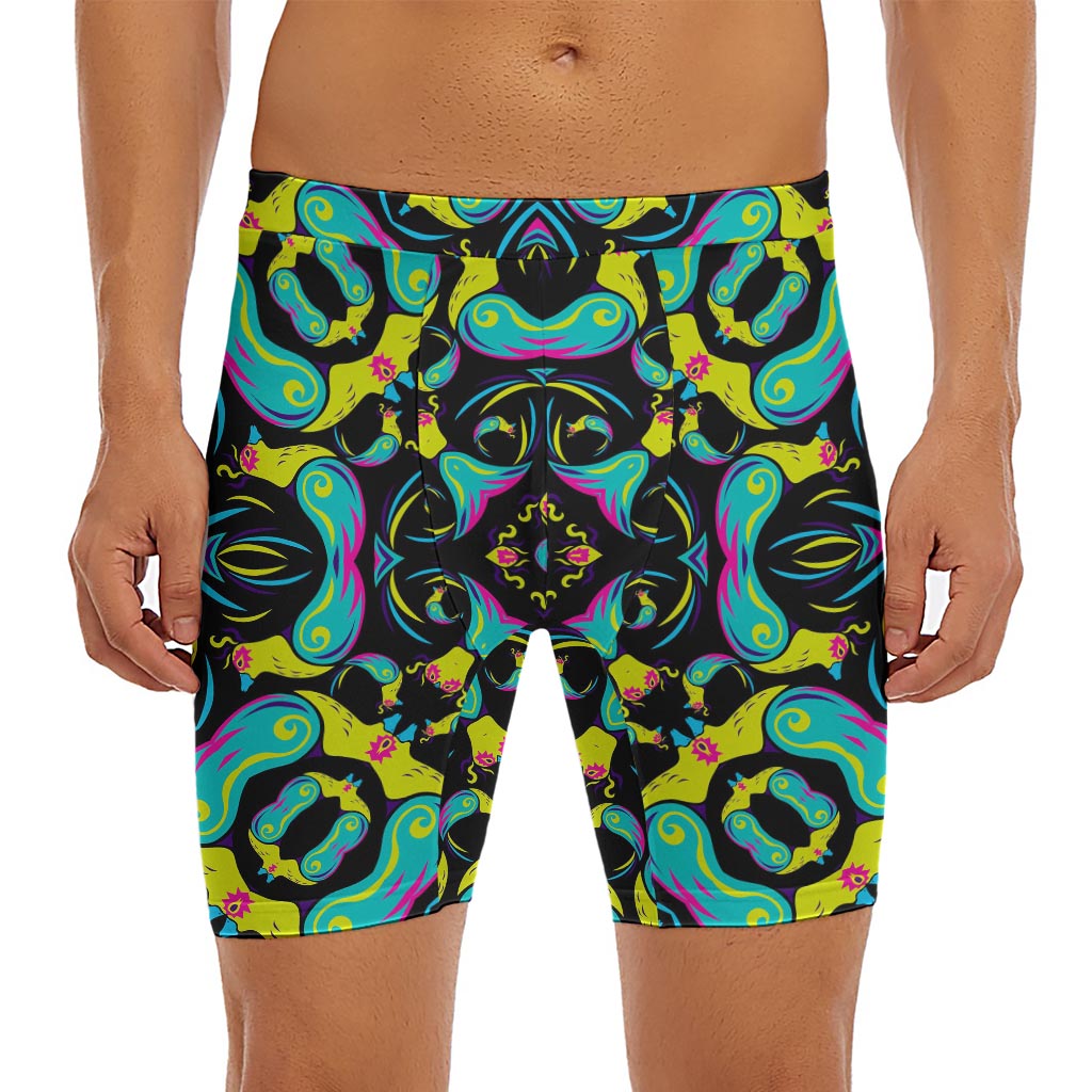 Ornament Psychedelic Trippy Print Men's Long Boxer Briefs