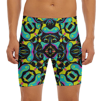 Ornament Psychedelic Trippy Print Men's Long Boxer Briefs