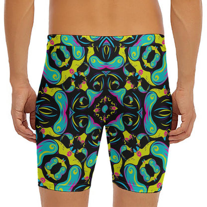 Ornament Psychedelic Trippy Print Men's Long Boxer Briefs