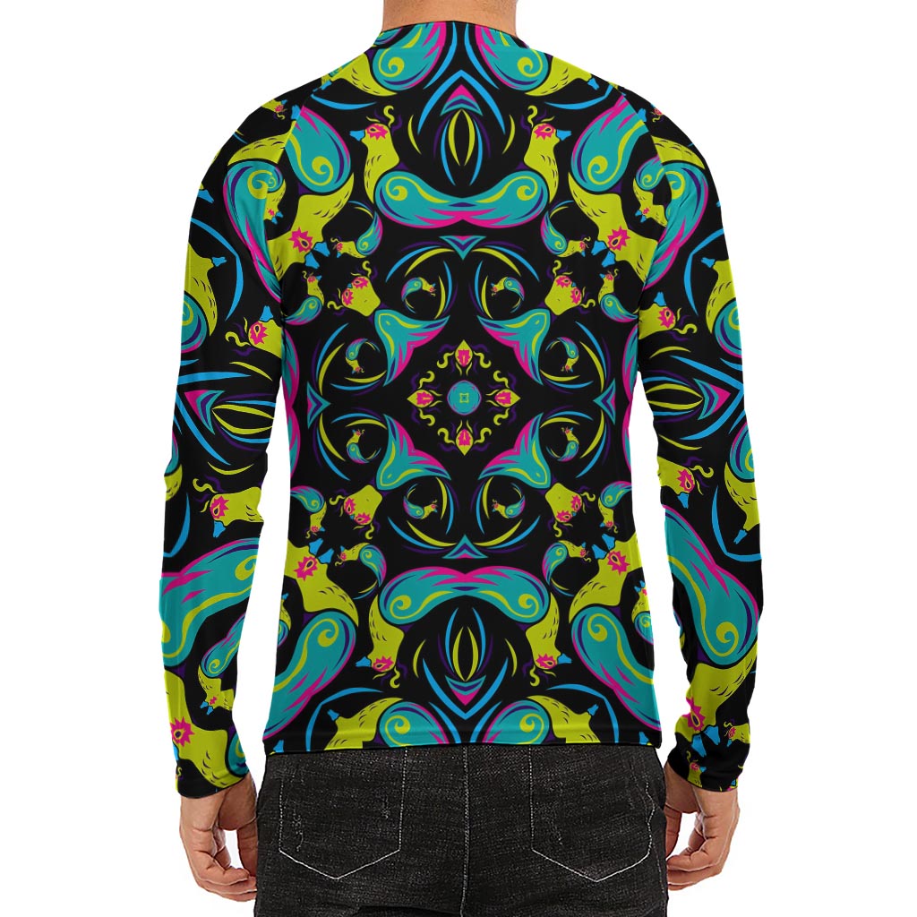 Ornament Psychedelic Trippy Print Men's Long Sleeve Rash Guard