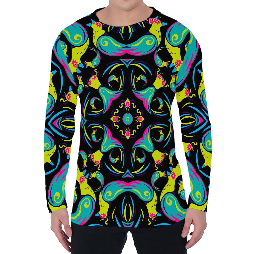 Ornament Psychedelic Trippy Print Men's Long Sleeve T-Shirt