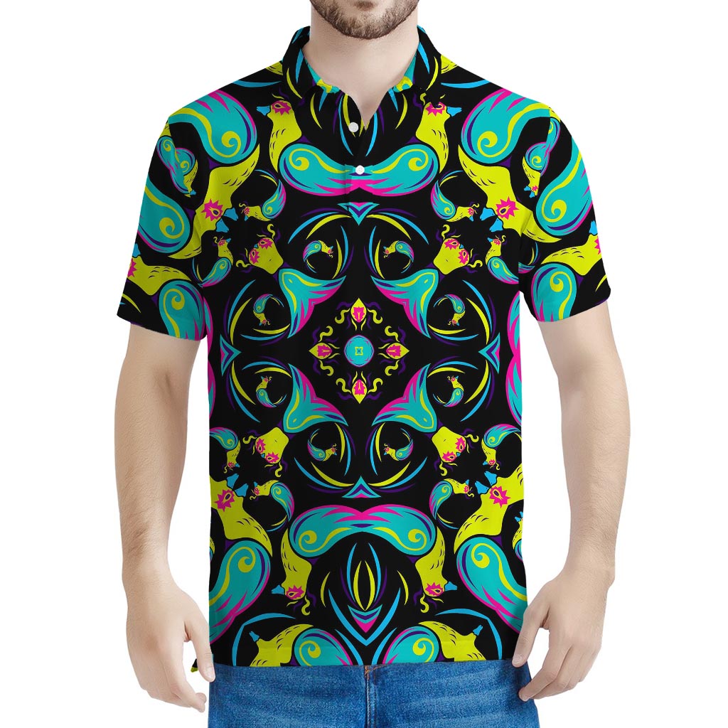 Ornament Psychedelic Trippy Print Men's Polo Shirt