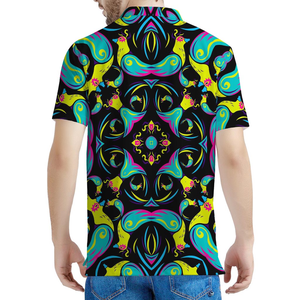 Ornament Psychedelic Trippy Print Men's Polo Shirt
