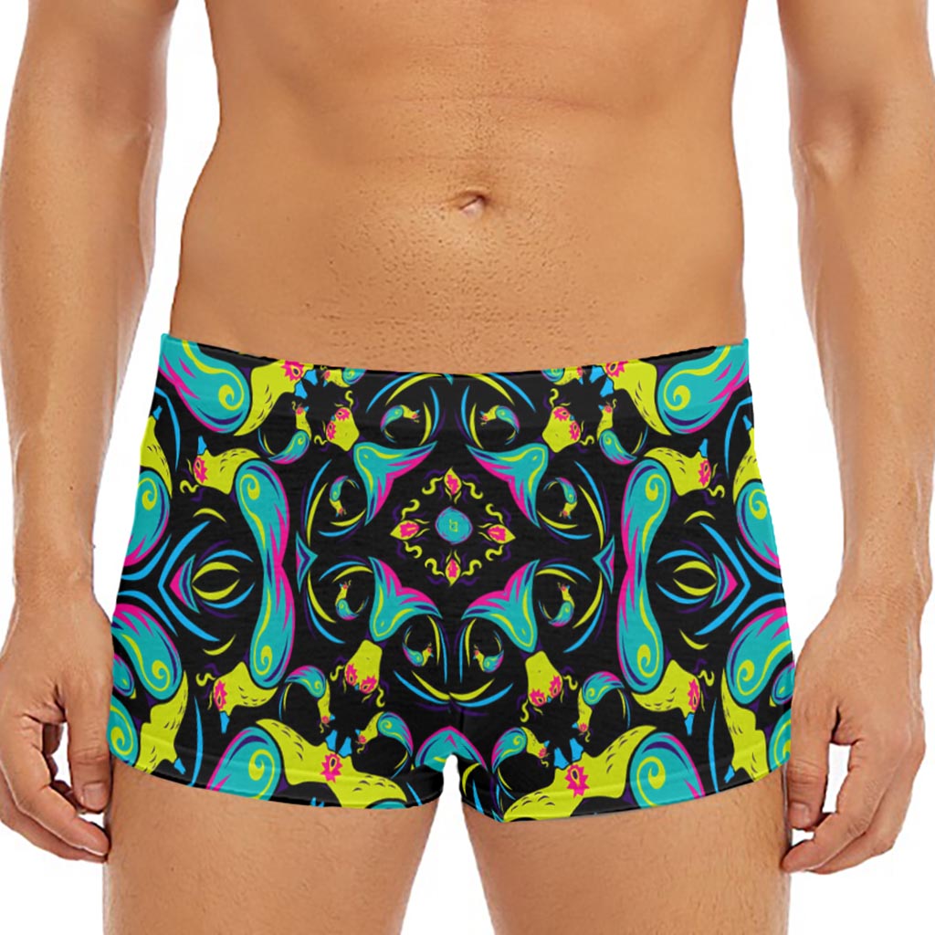 Ornament Psychedelic Trippy Print Men's Short Boxer Briefs