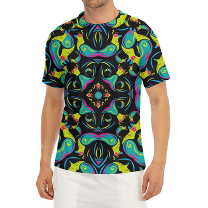 Ornament Psychedelic Trippy Print Men's Short Sleeve Rash Guard
