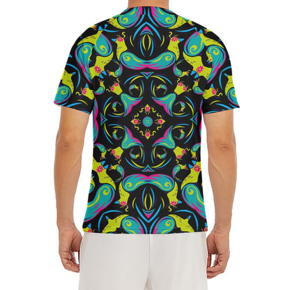 Ornament Psychedelic Trippy Print Men's Short Sleeve Rash Guard