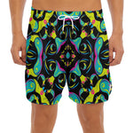 Ornament Psychedelic Trippy Print Men's Split Running Shorts
