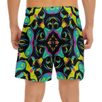 Ornament Psychedelic Trippy Print Men's Split Running Shorts