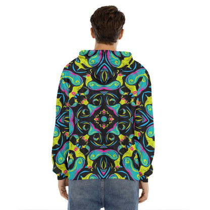 Ornament Psychedelic Trippy Print Men's Velvet Pullover Hoodie