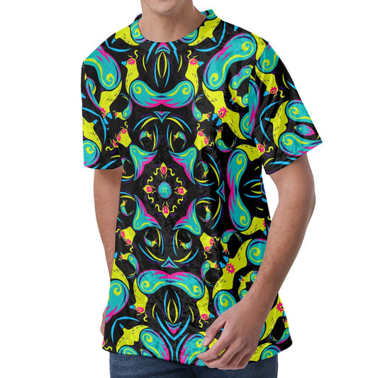 Ornament Psychedelic Trippy Print Men's Velvet T-Shirt