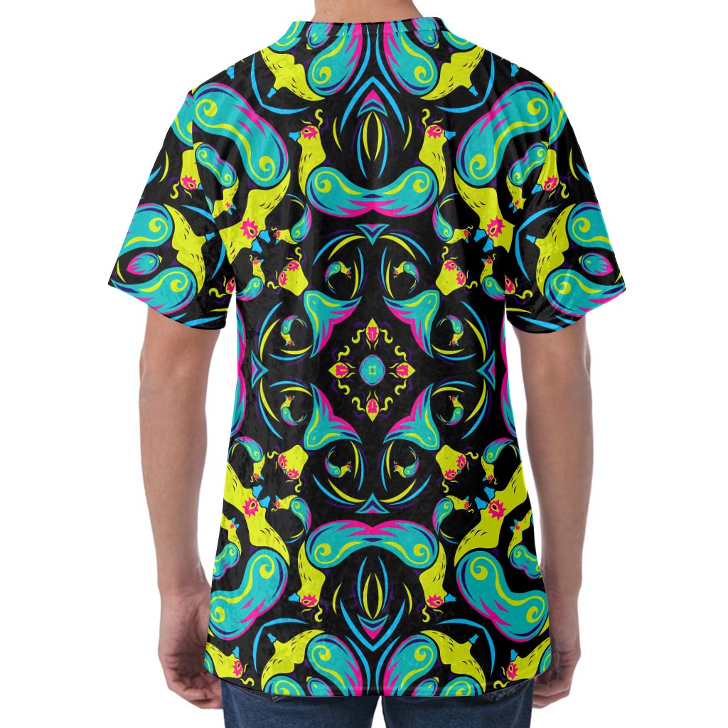 Ornament Psychedelic Trippy Print Men's Velvet T-Shirt