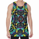 Ornament Psychedelic Trippy Print Men's Velvet Tank Top