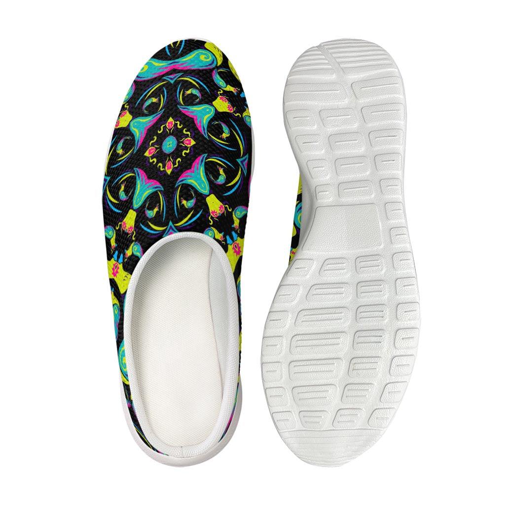 Ornament Psychedelic Trippy Print Mesh Casual Shoes