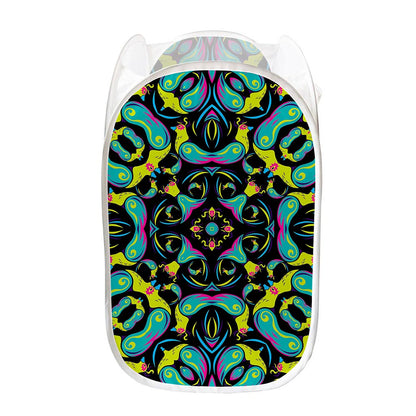 Ornament Psychedelic Trippy Print Mesh Laundry Hamper