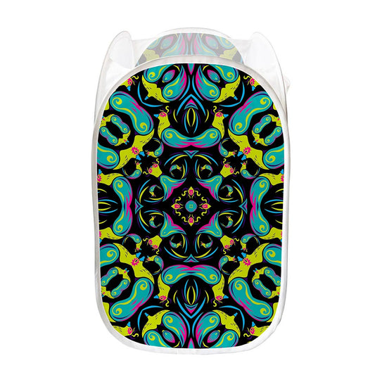 Ornament Psychedelic Trippy Print Mesh Laundry Hamper