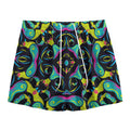 Ornament Psychedelic Trippy Print Mesh Shorts