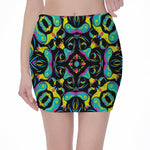 Ornament Psychedelic Trippy Print Pencil Mini Skirt