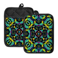 Ornament Psychedelic Trippy Print Pot Holders With Pocket