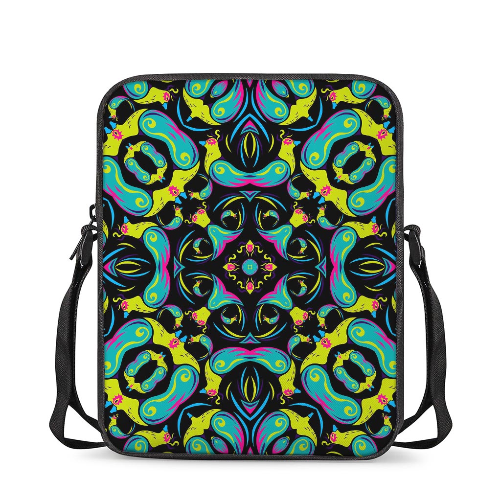 Ornament Psychedelic Trippy Print Rectangular Crossbody Bag
