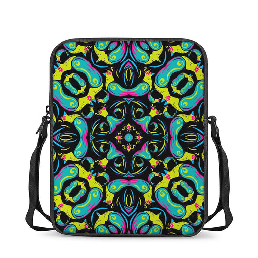 Ornament Psychedelic Trippy Print Rectangular Crossbody Bag