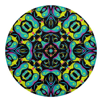 Ornament Psychedelic Trippy Print Round Blanket