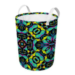 Ornament Psychedelic Trippy Print Round Laundry Basket