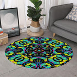 Ornament Psychedelic Trippy Print Round Rug