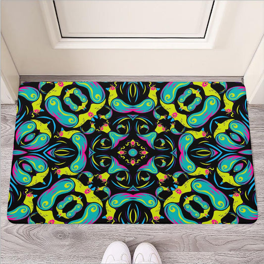 Ornament Psychedelic Trippy Print Rubber Doormat