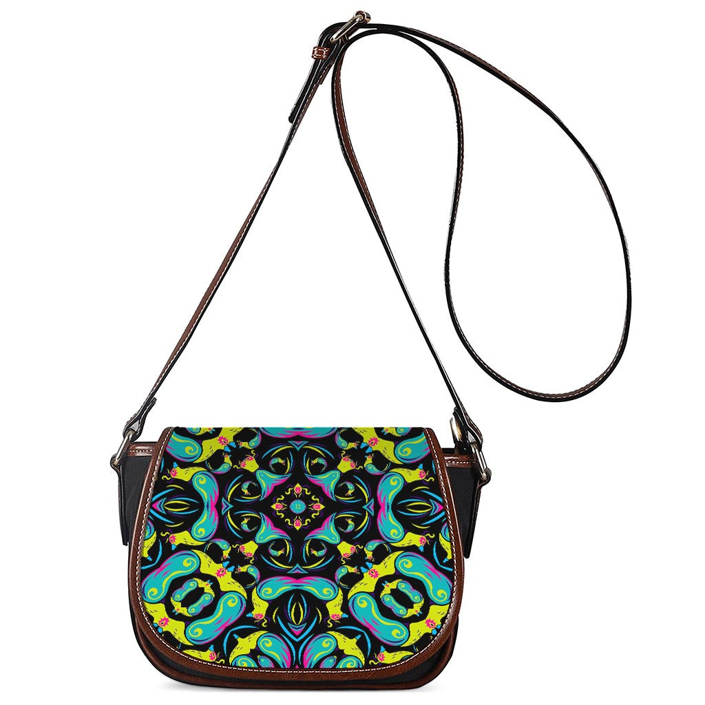 Ornament Psychedelic Trippy Print Saddle Bag