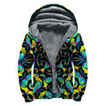 Ornament Psychedelic Trippy Print Sherpa Lined Zip Up Hoodie