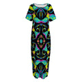 Ornament Psychedelic Trippy Print Short Sleeve Long Nightdress