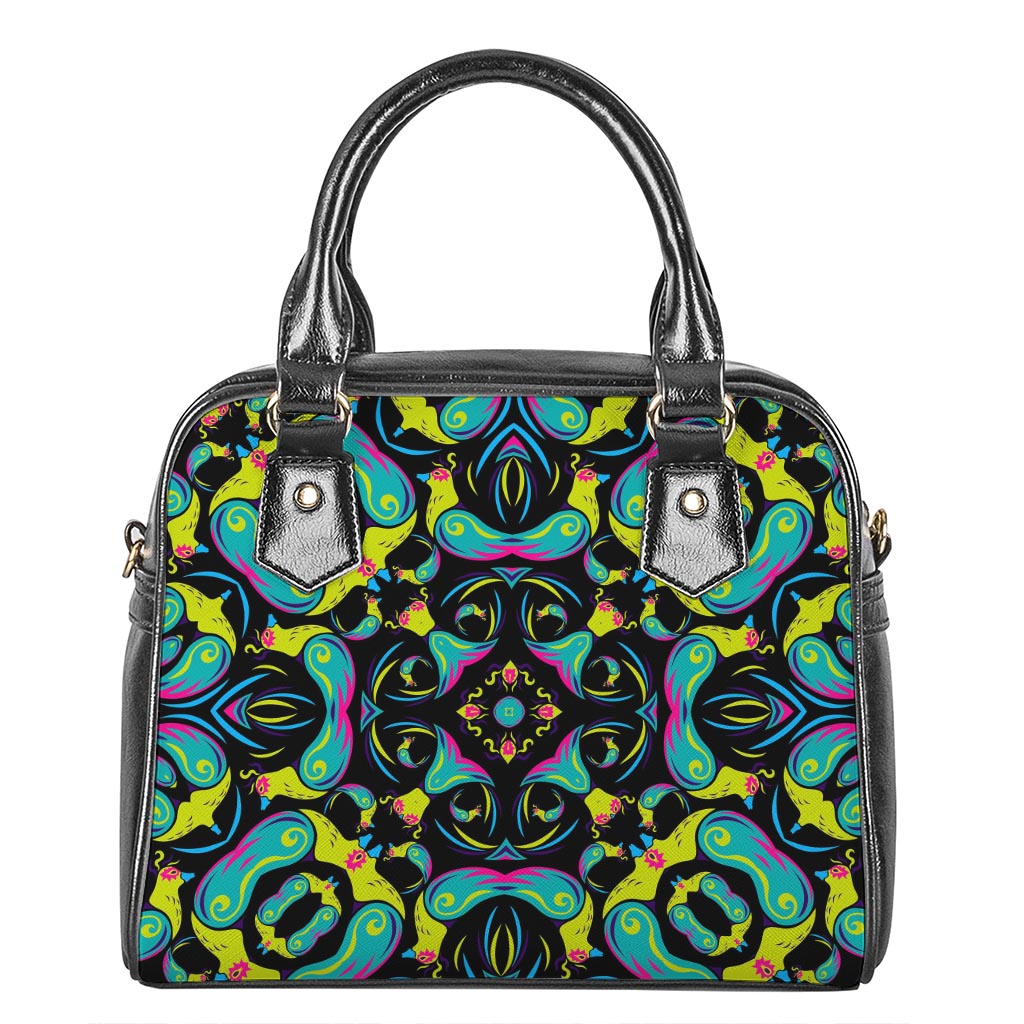 Ornament Psychedelic Trippy Print Shoulder Handbag