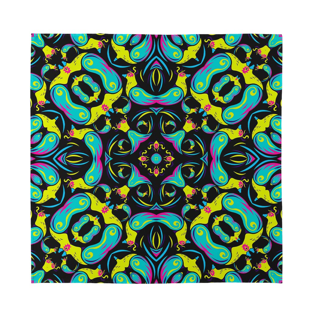 Ornament Psychedelic Trippy Print Silk Bandana