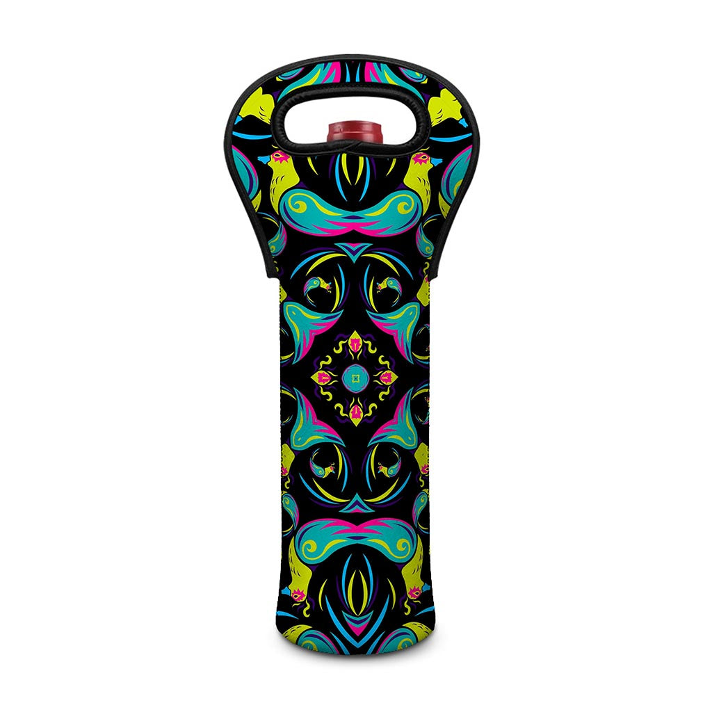Ornament Psychedelic Trippy Print Single Neoprene Wine Tote