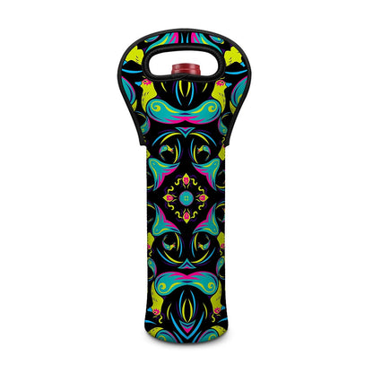 Ornament Psychedelic Trippy Print Single Neoprene Wine Tote