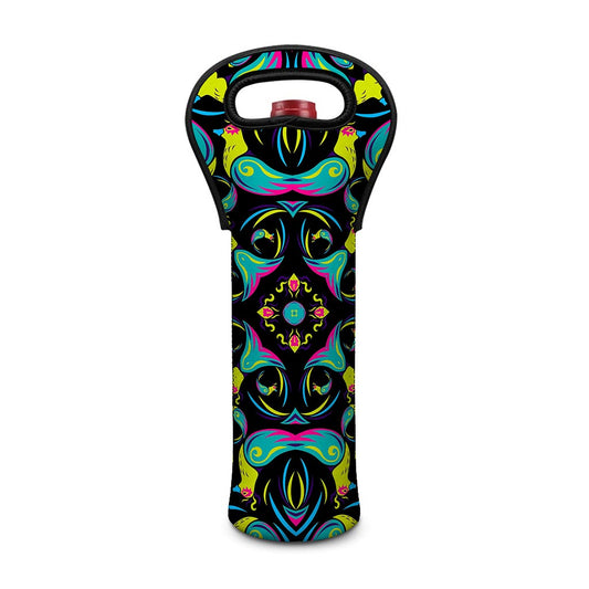Ornament Psychedelic Trippy Print Single Neoprene Wine Tote