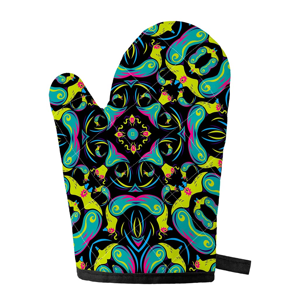 Ornament Psychedelic Trippy Print Single Oven Mitt