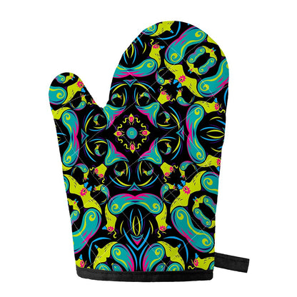 Ornament Psychedelic Trippy Print Single Oven Mitt