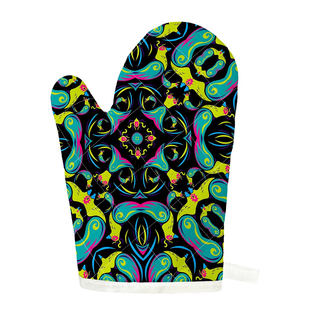Ornament Psychedelic Trippy Print Single Oven Mitt