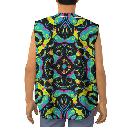 Ornament Psychedelic Trippy Print Sleeveless Baseball Jersey