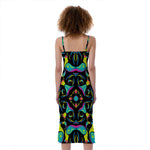 Ornament Psychedelic Trippy Print Slim Fit Midi Cami Dress