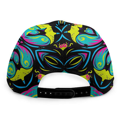 Ornament Psychedelic Trippy Print Snapback Cap