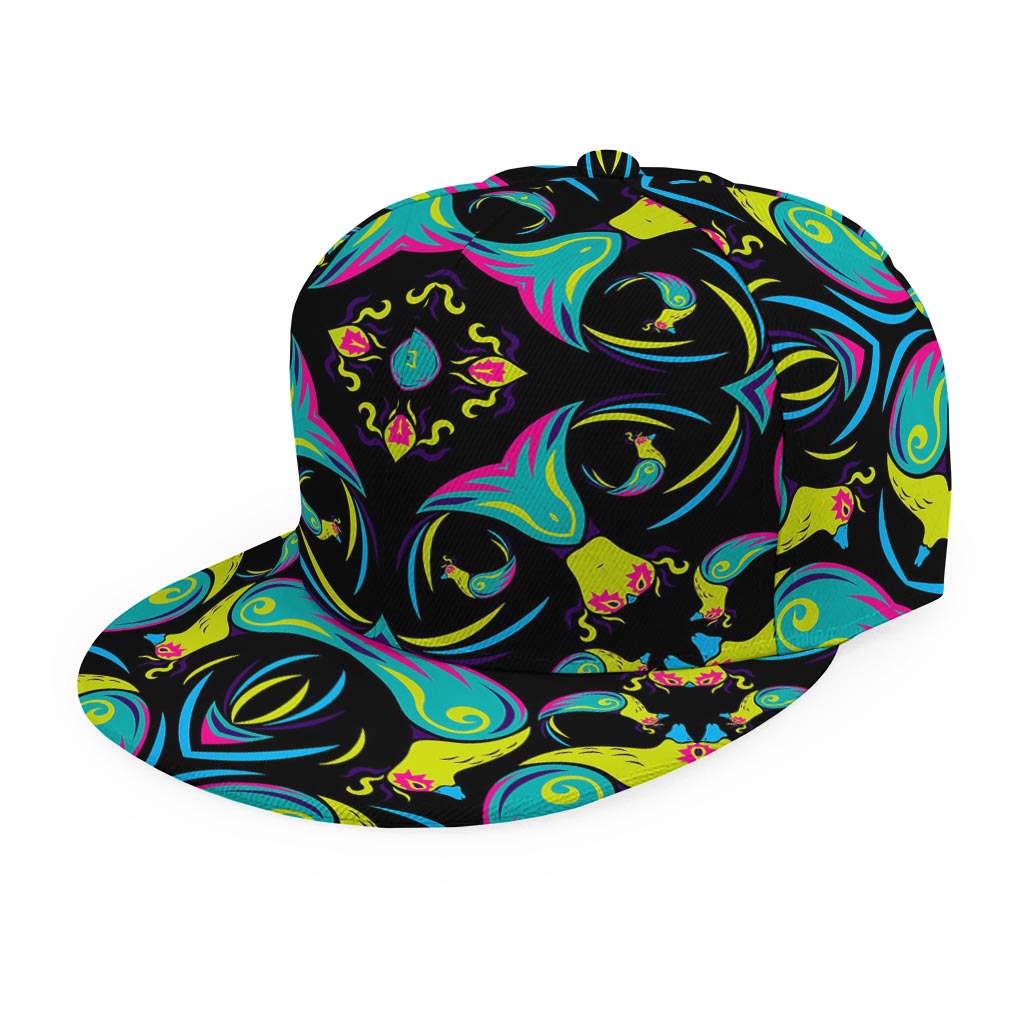 Ornament Psychedelic Trippy Print Snapback Cap