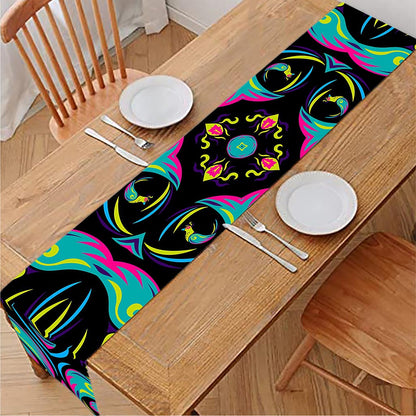 Ornament Psychedelic Trippy Print Table Runner