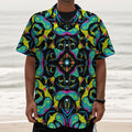 Ornament Psychedelic Trippy Print Textured Short Sleeve Shirt