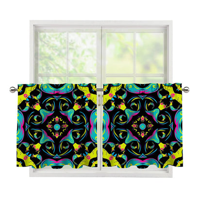 Ornament Psychedelic Trippy Print Tier Curtains