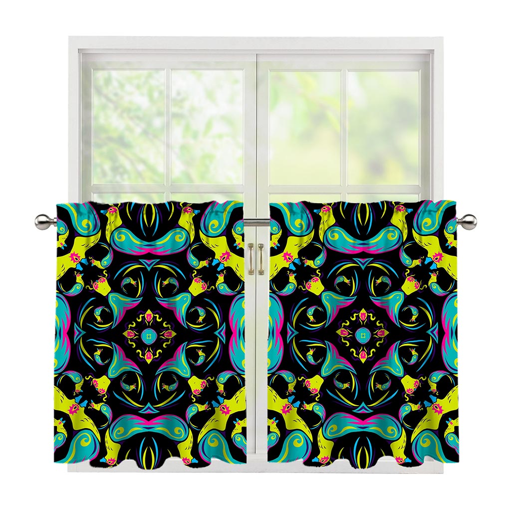 Ornament Psychedelic Trippy Print Tier Curtains