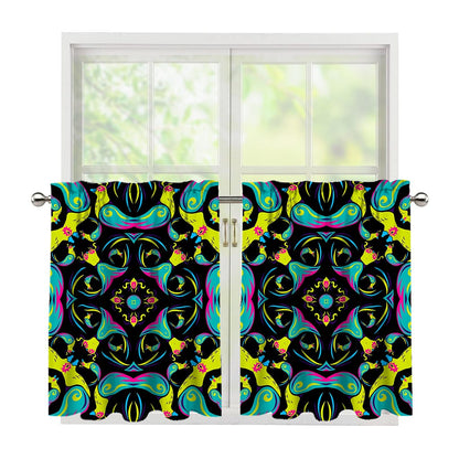 Ornament Psychedelic Trippy Print Tier Curtains